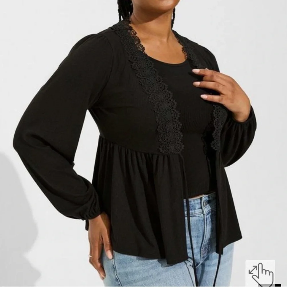Torrid Supersoft Rib V-neck Trim Tie Top Size 1